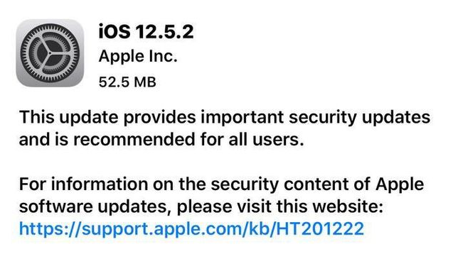 根河苹果手机维修分享iOS12.5.2发布，建议所有老苹果用户安装 